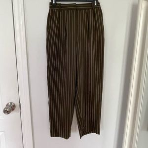 Aritzia Green Pinstripe Trousers